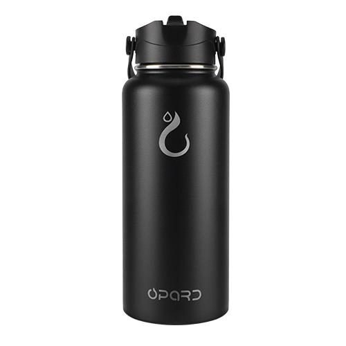 Ezprogear 25 oz Stainless Steel Water Bottle with 3 Lids (Black